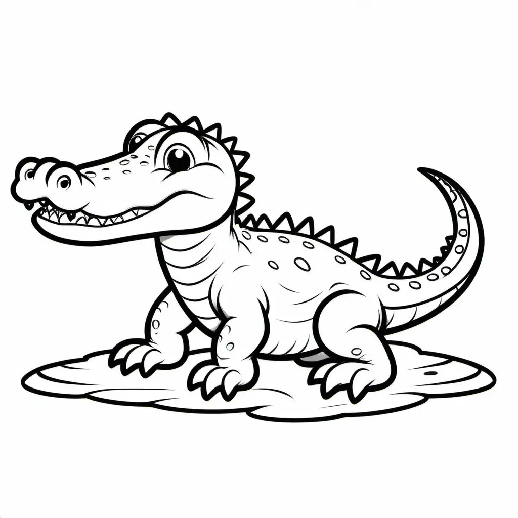 Baby crocodile
For kid, Coloring Page, black and white, line art, white background, Simplicity, Ample White Space. The background of the coloring page is plain white to make it easy for young children to color within the lines. The outlines of all the subjects are easy to distinguish, making it simple for kids to color without too much difficulty