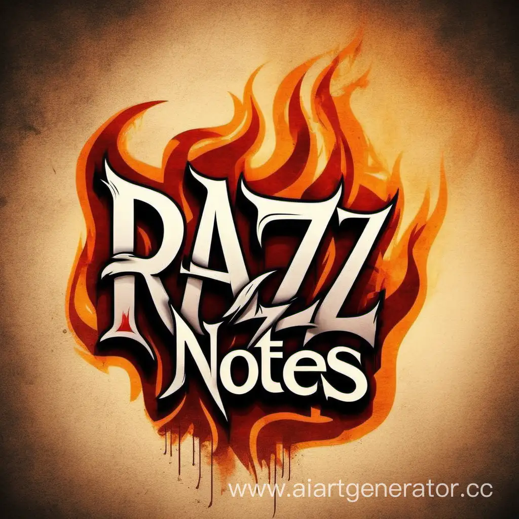 RAZZ NOTES логотип музыкальный в огне