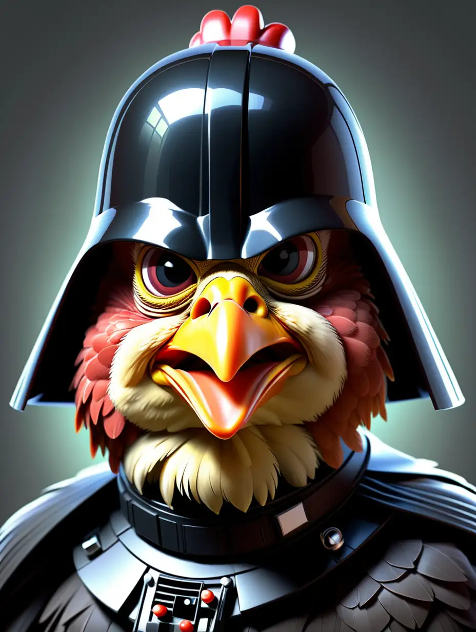 Darth Vader Chicken Vibrant FullColor Artwork Depicting a Galactic Twist