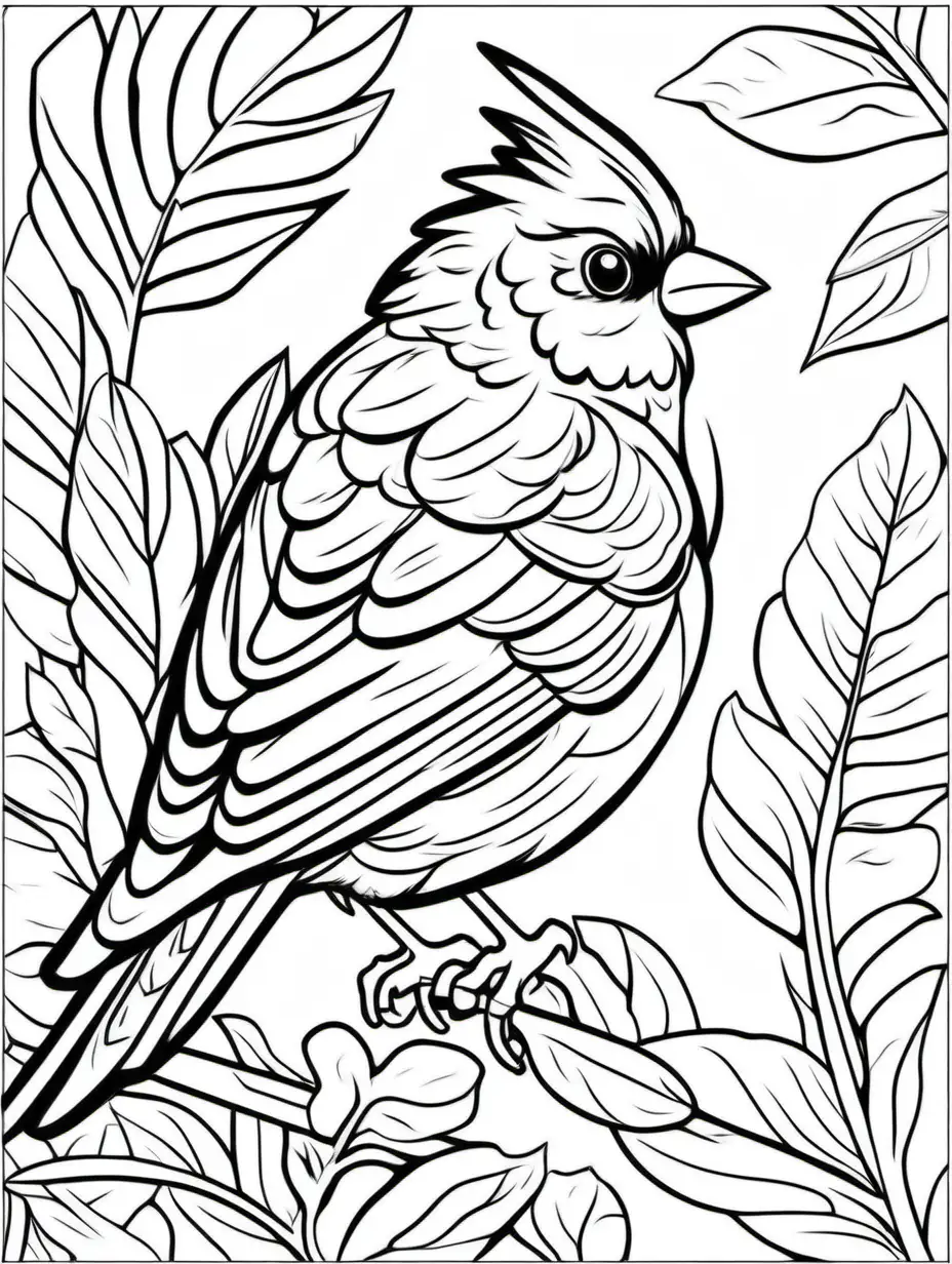 coloring page for toddlers, paint by numbers, birds images, white background, clear line art, fine line art