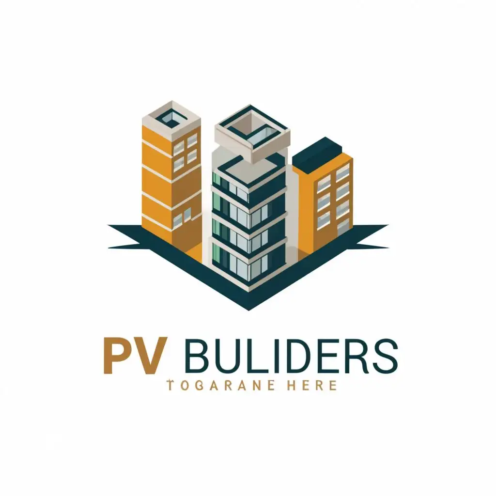 logo, APARTMENTS, with the text "PV BUILDERS", typography, be used in Technology industry