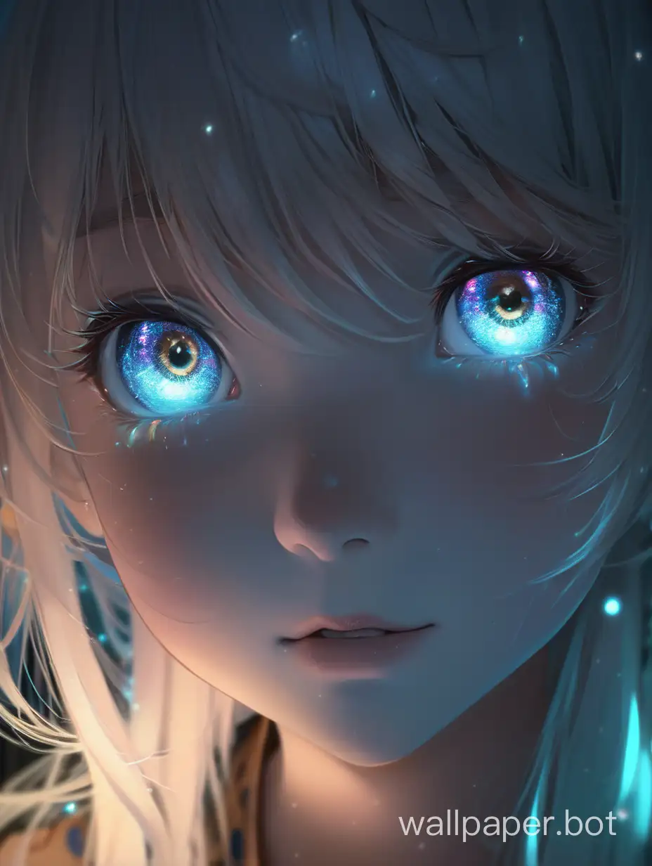 glowing sparkling  eyes of a girl