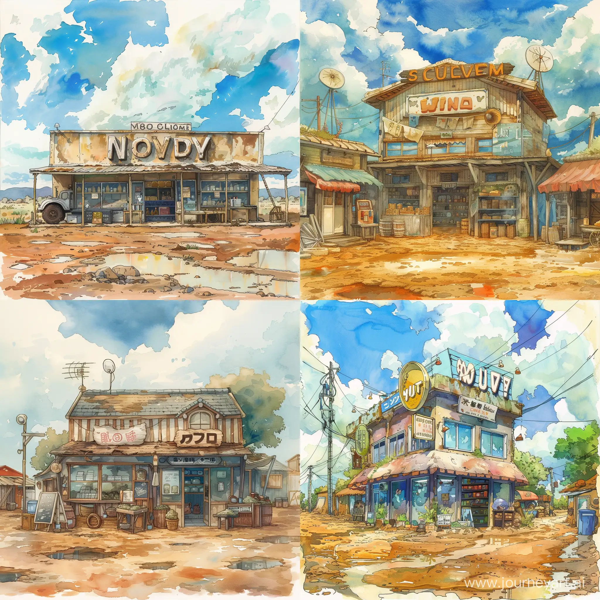 Anime-Mud-Theme-Shop-in-a-Massive-Town-in-Muddy-Savanna