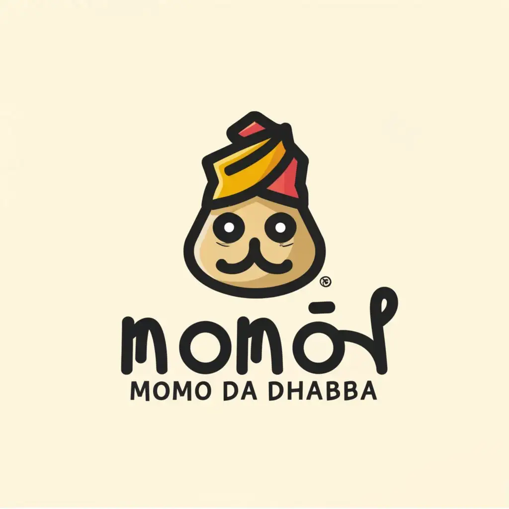 a logo design,with the text "Momo da Dhaba", main symbol:momo with turban,Minimalistic,be used in Restaurant industry,clear background