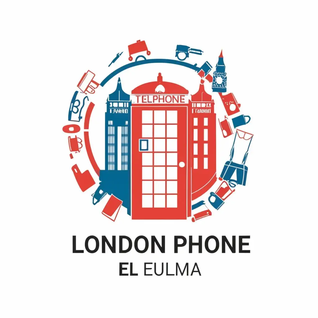 a logo design,with the text "LONDON PHONE 
El eulma", main symbol:London 
phone
Shopping 
1
,Moderate,clear background