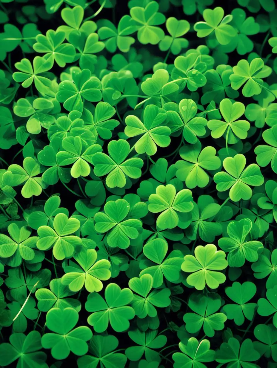 Image featuring lots of green Irish four leaf clovers