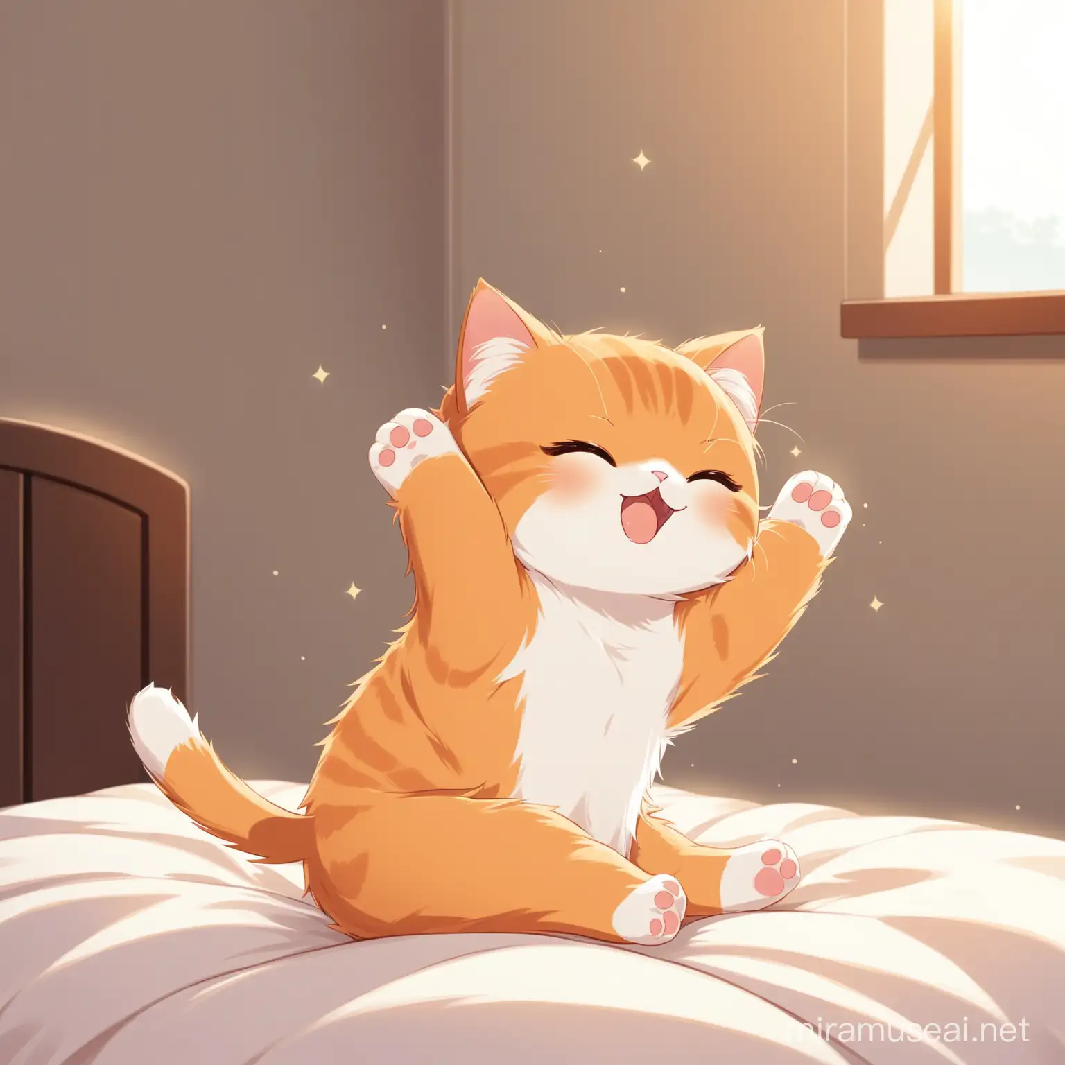 Graceful Morning Stretch of a Little Cat