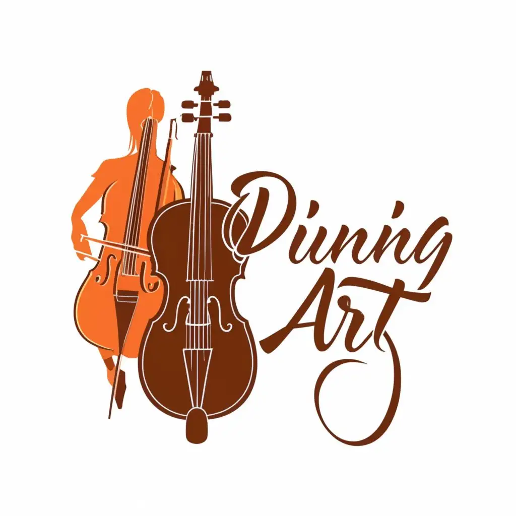 logo, cello, violin, with the text "Dining Art", typography, be used in Restaurant industry