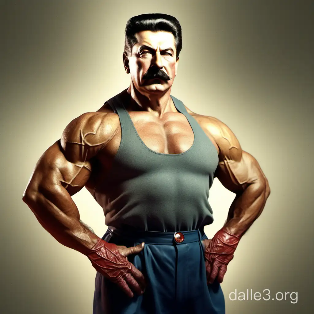 Stalin Gigachad Bodybuilder Portrait Monumental Strength And Dominance