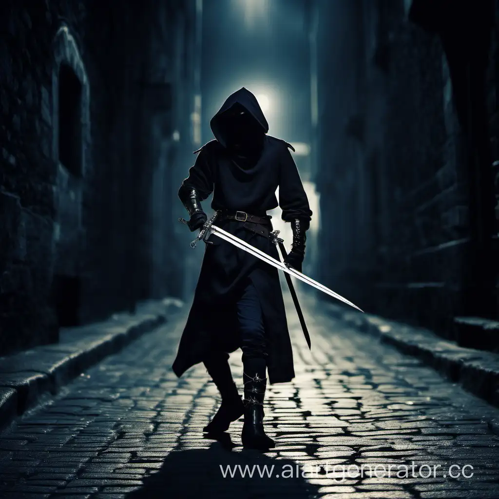 Stealthy-Youth-with-Rapier-and-Dagger-on-Dimly-Lit-Urban-Alley