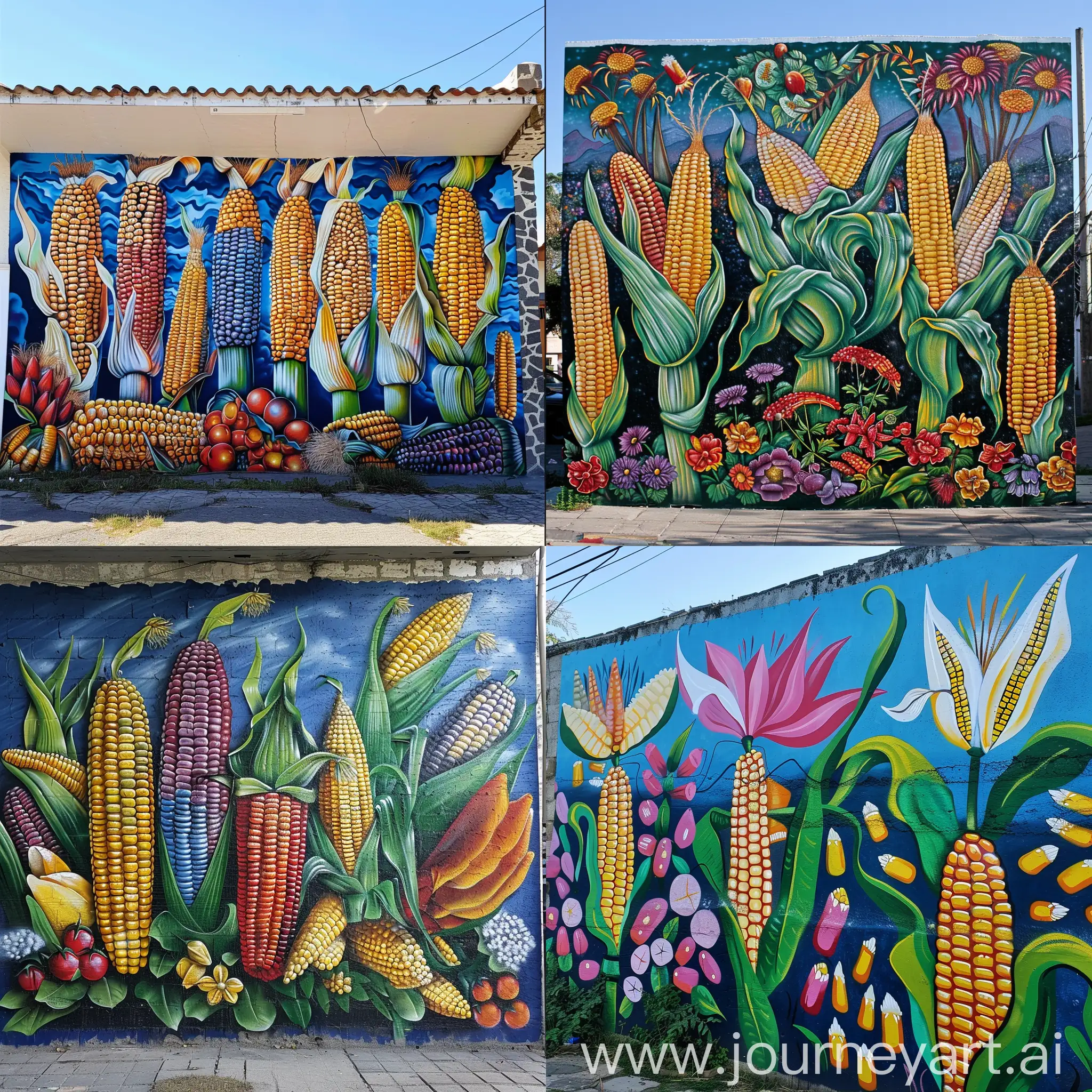 mural urbano alusivo a la feria del maíz en la localidad de tesistan, municipio de zapopan jalisco.