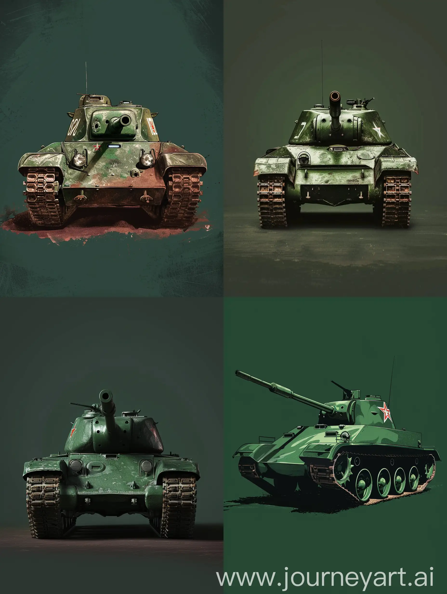 Soviet-T3485-Tank-in-Dark-Green-Setting