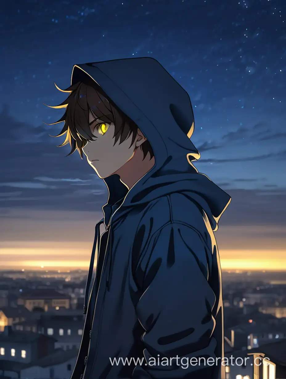 Mysterious-Anime-Boy-Contemplates-Under-Night-Sky