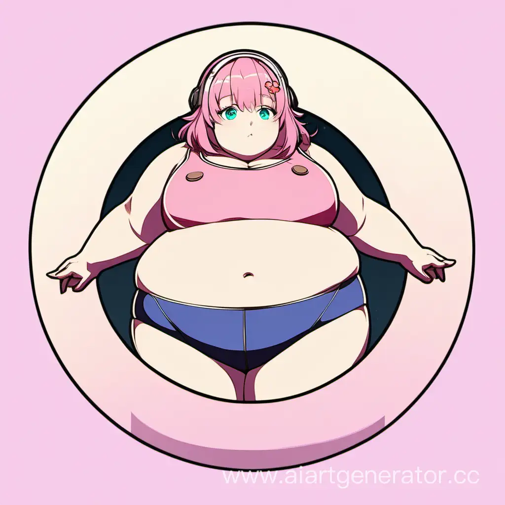 логотип круглый аниме фембой с жирным животиком