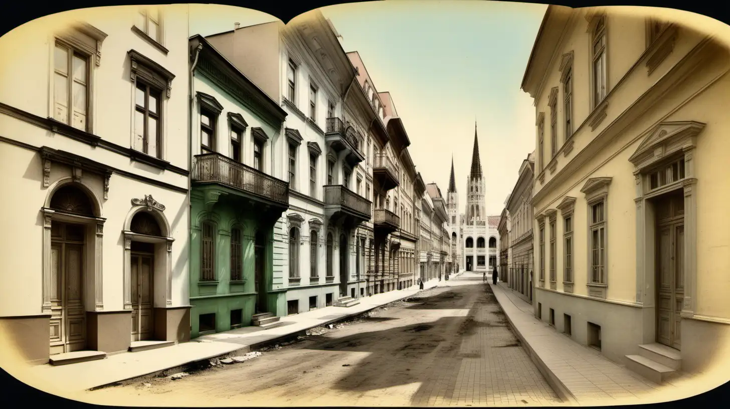 Vibrant Summer Scene Bustling Budapest Street in 1850