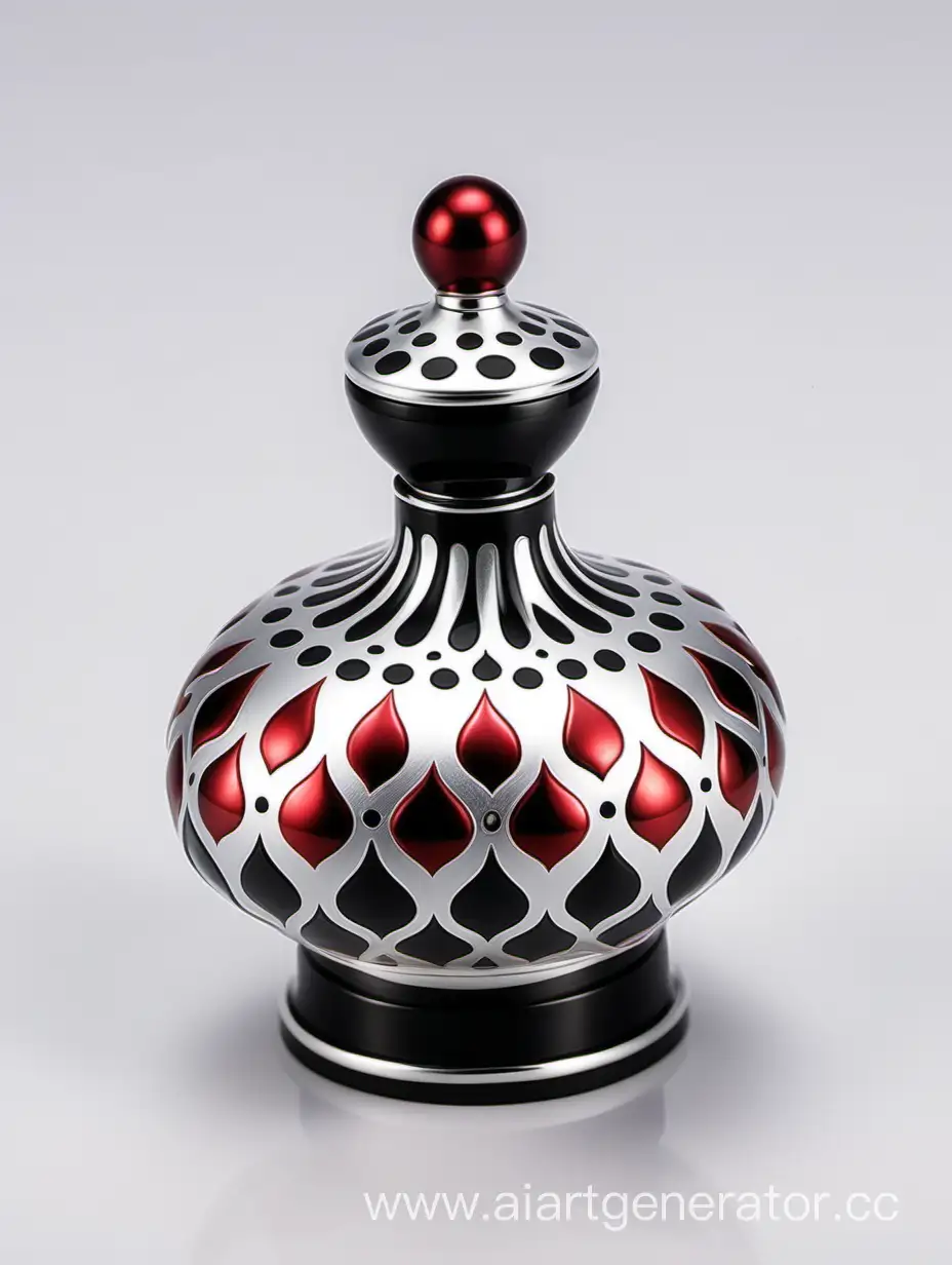 Elegant-Zamac-Perfume-Cap-with-Arabesque-Pattern-in-Red-and-White