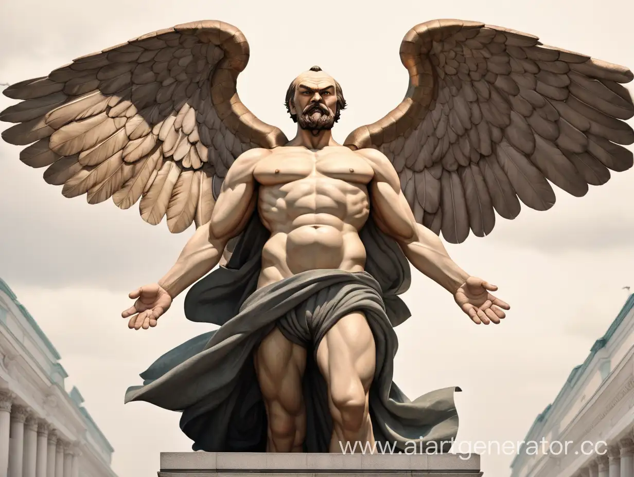 мускулистый Ленин с крыльями за спиной