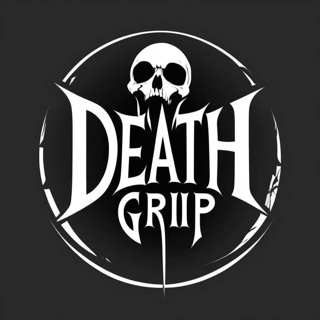  logo "Death Grip", black and white, stencil, minimalist, simplicity, vector art, negative space, isolated on black background