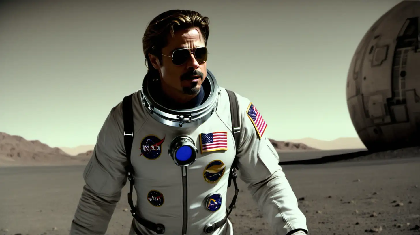 Persian Brad Pitt Astronaut Without Helmet in 22nd Century
