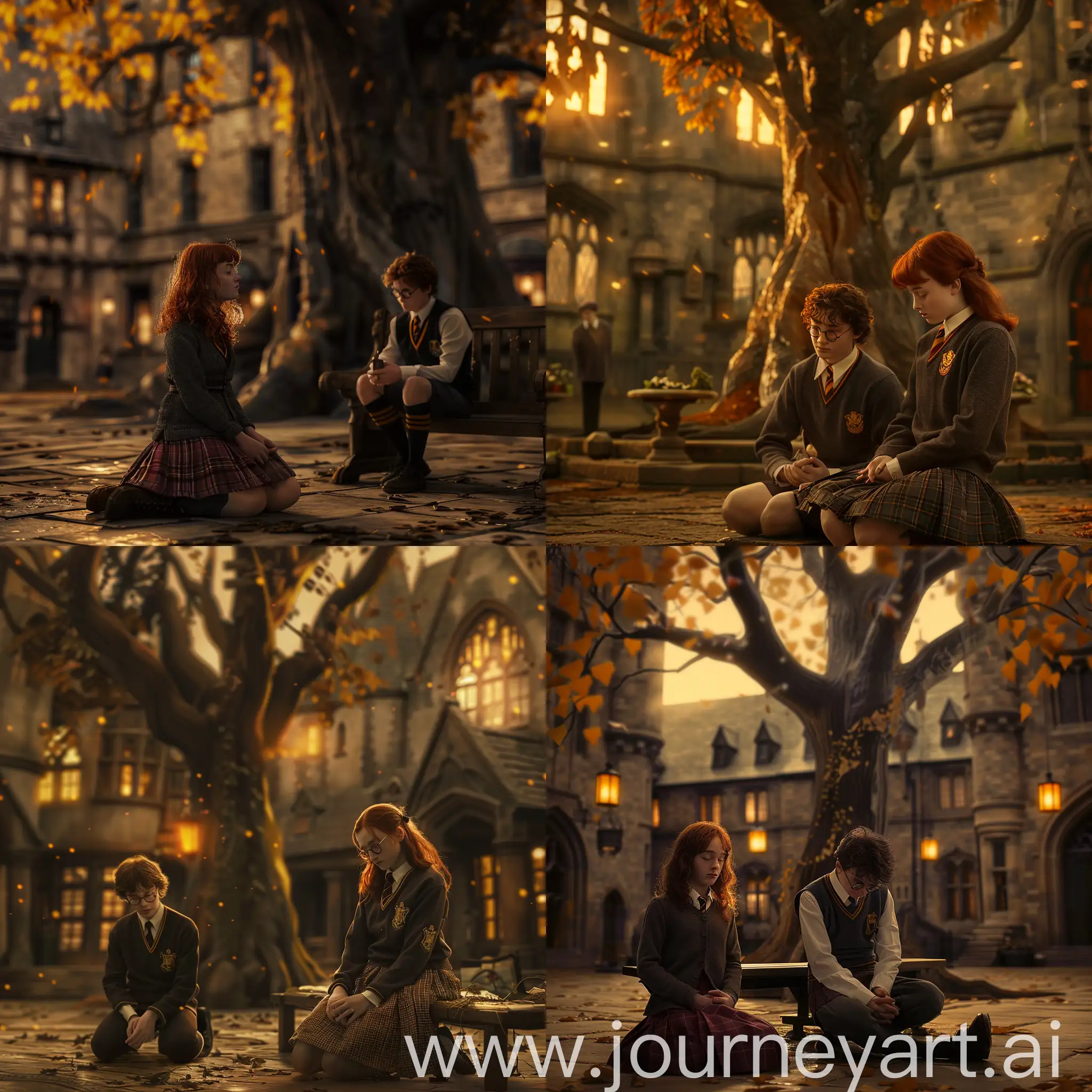 Heartfelt-Gryffindor-Moment-Emotional-Encounter-in-Hogwarts-Courtyard