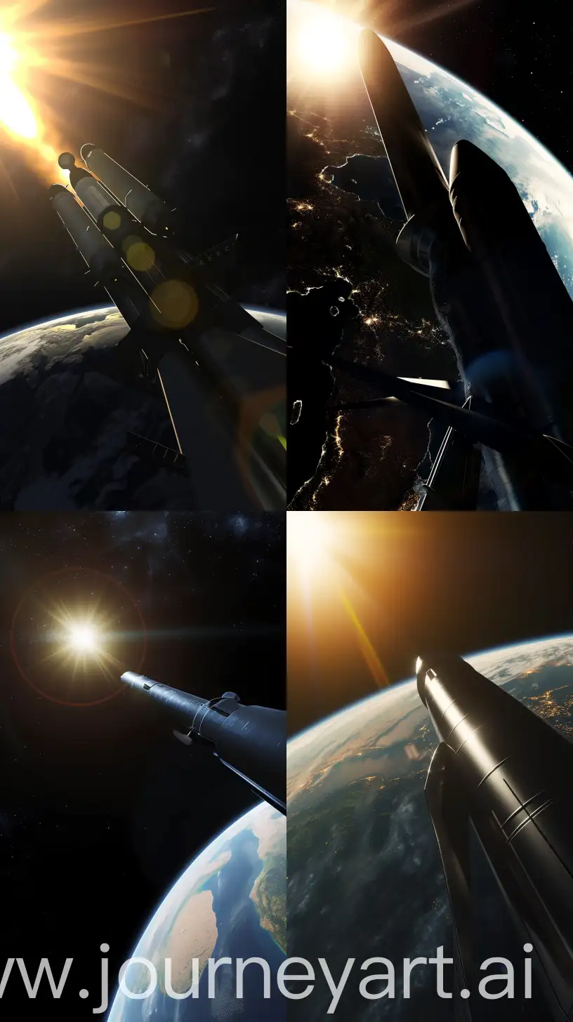 Space-Rocket-Launching-from-Earth-into-Space-with-Realistic-Sunlight