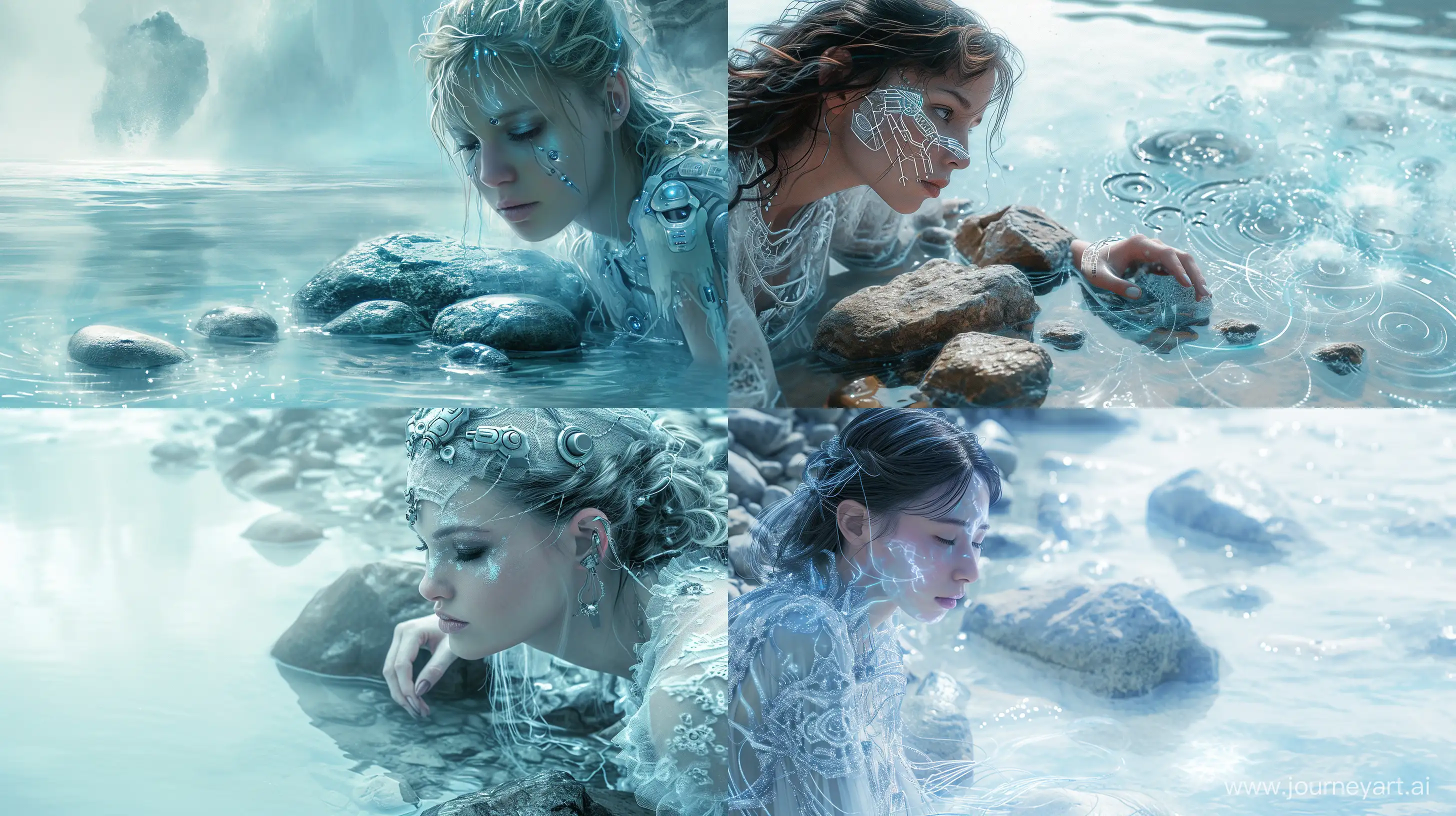 Ethereal-Woman-Amidst-Water-Rocks-Mystical-Silver-and-Blue-Scene-Inspired-by-Frostpunk