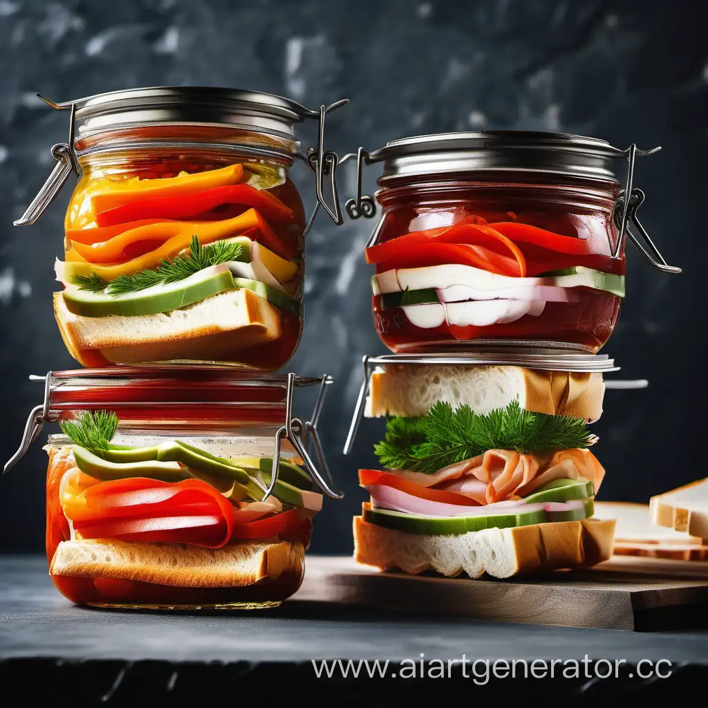 Savory-Sandwiches-Marinating-in-Glass-Jar