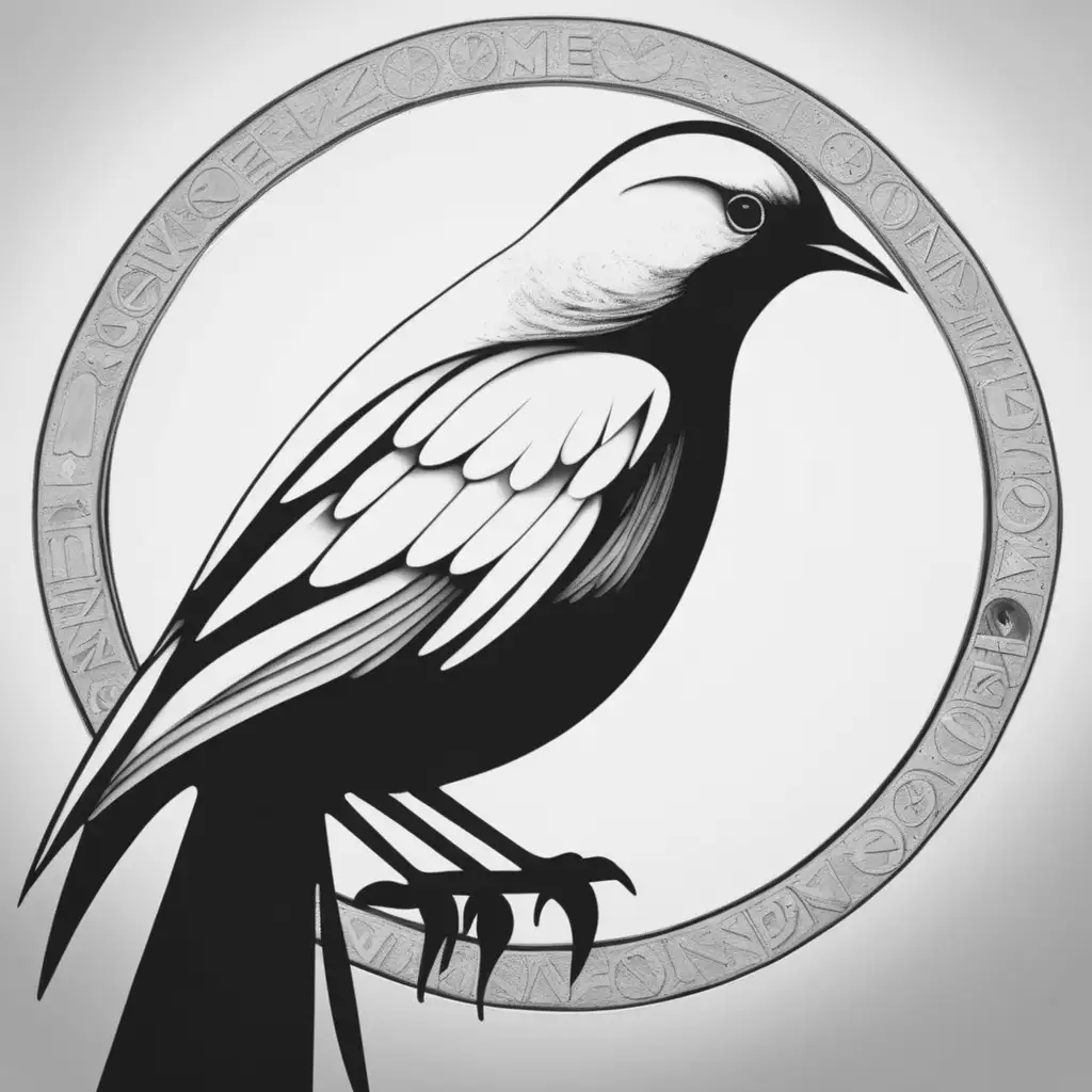 Tranquil Black and White Bird of Peace