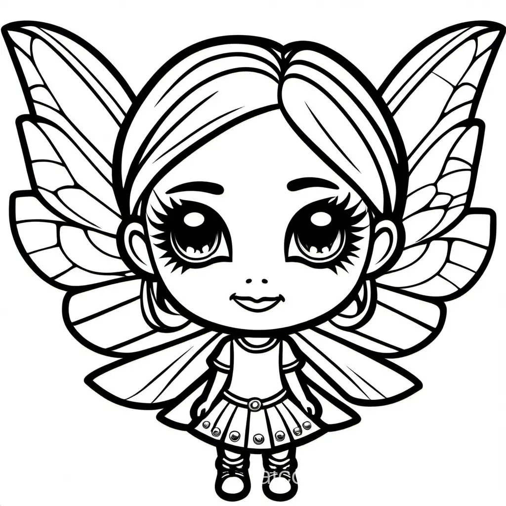 create a very cute photo of gothic punk rock style fairy emojis face with big round head and big eyes, Coloring Page, black and white, line art, white background, Simplicity, Ample White Space. The background of the coloring page is plain white to make it easy for young children to color within the lines. The outlines of all the subjects are easy to distinguish, making it simple for kids to color without too much difficulty