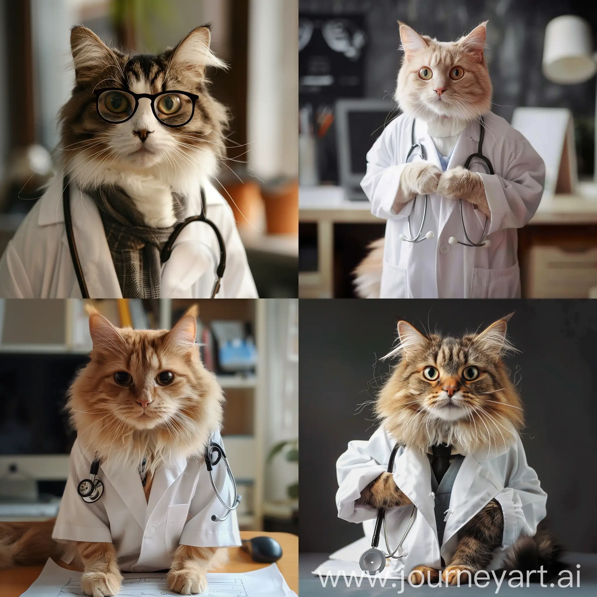 Cat as a doctor, funny image
