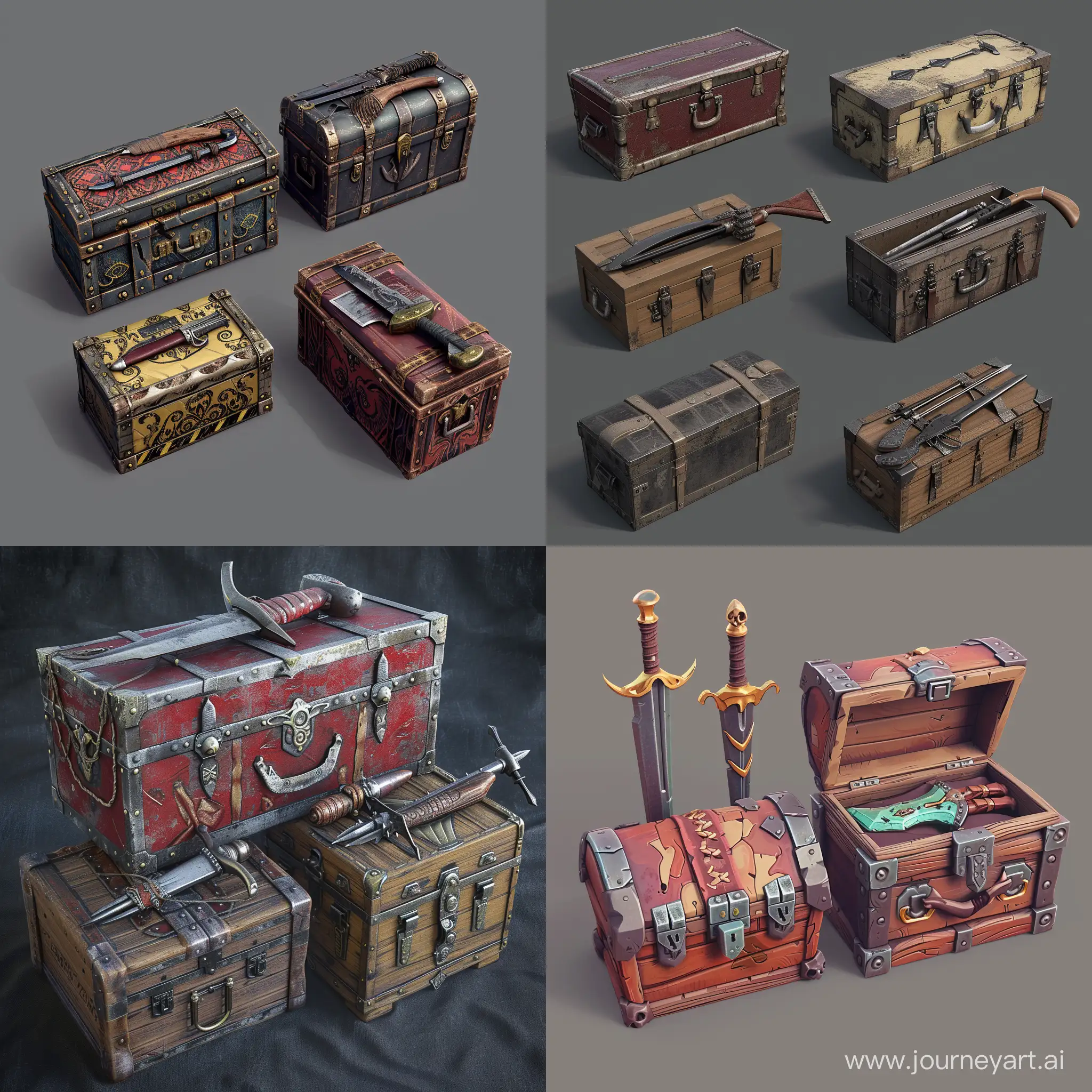 chests with weapons