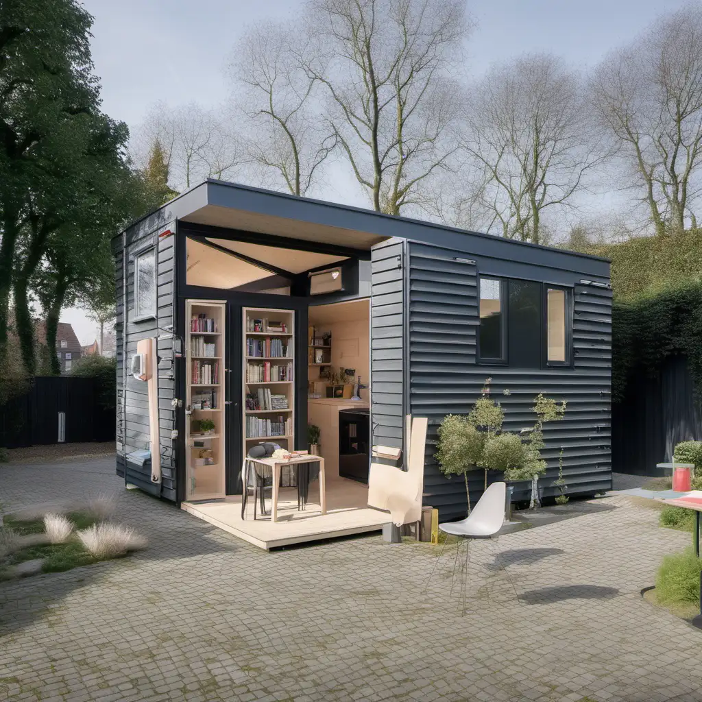 Imagine a tiny house to live in, in place of this shed, in de style of MVRDV architects . 