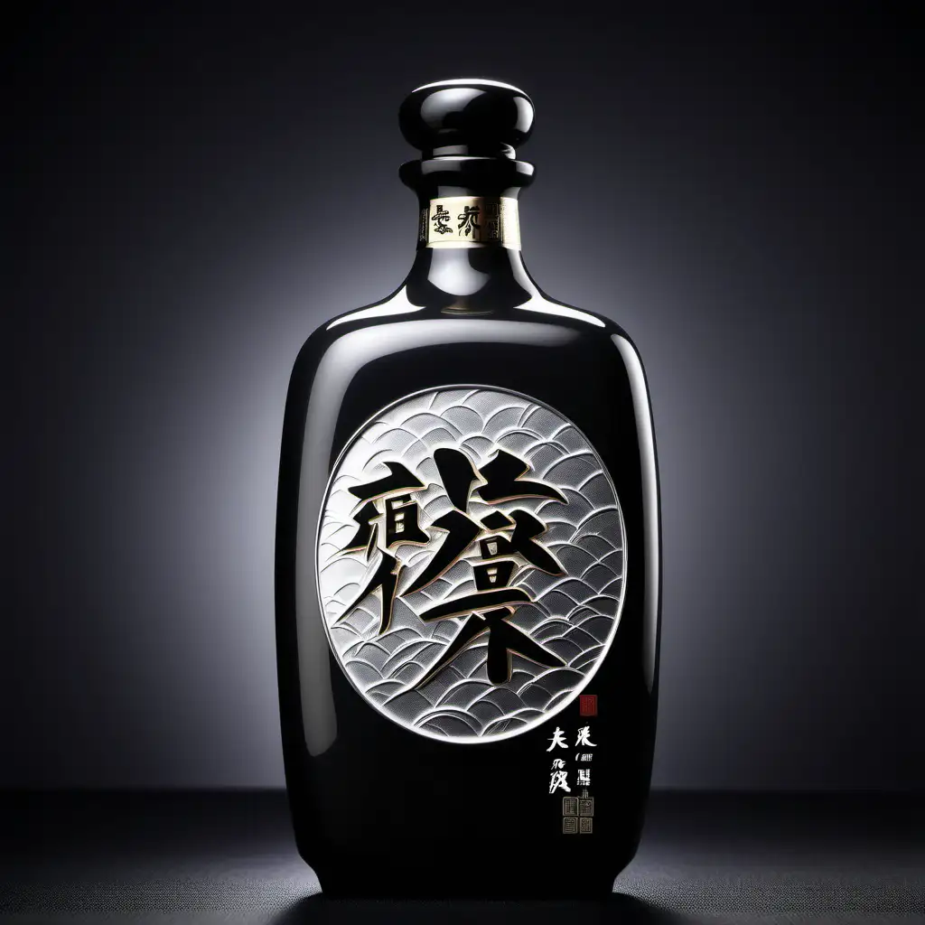  500ml HighEnd Ceramic Liquor Bottle Elegant Silver and Black Design