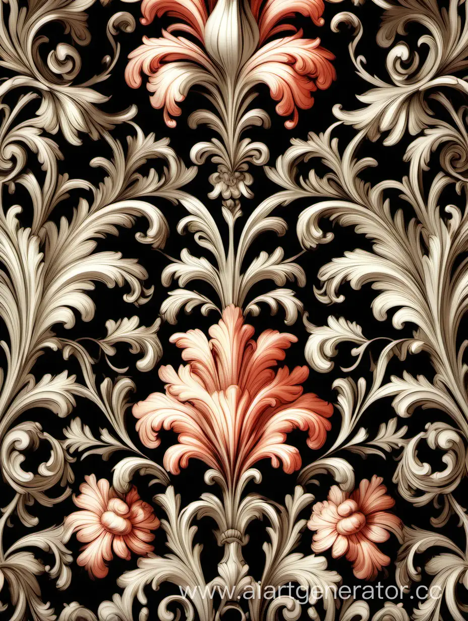 pattern of floral, Baroque  movement, repeating pattern, 