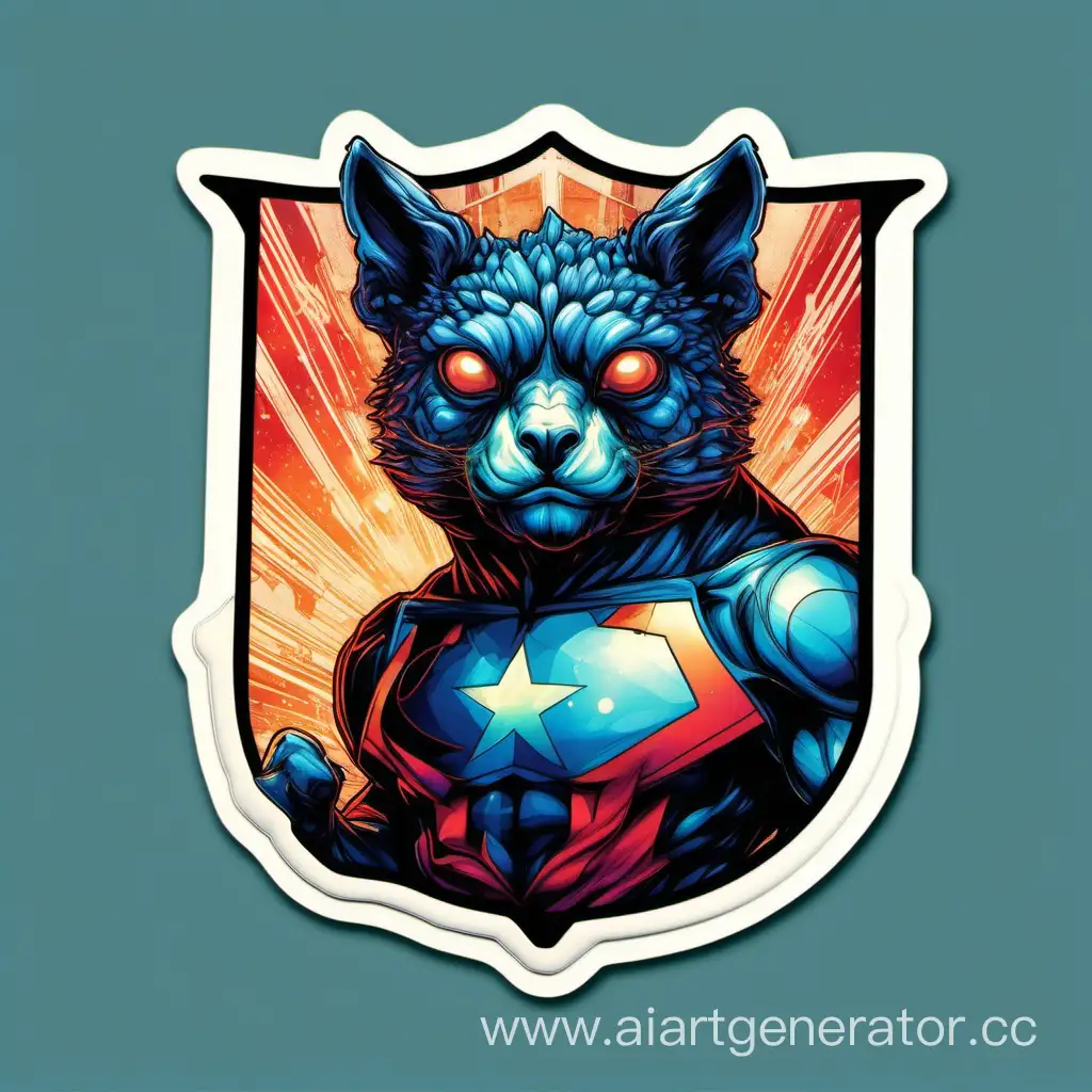 Create a unique sticker design featuring a super hero animal with an incredible style, beeple and james jean a, beeple and mark brooks, mark brooks, david watson, maxfield parrish, frank