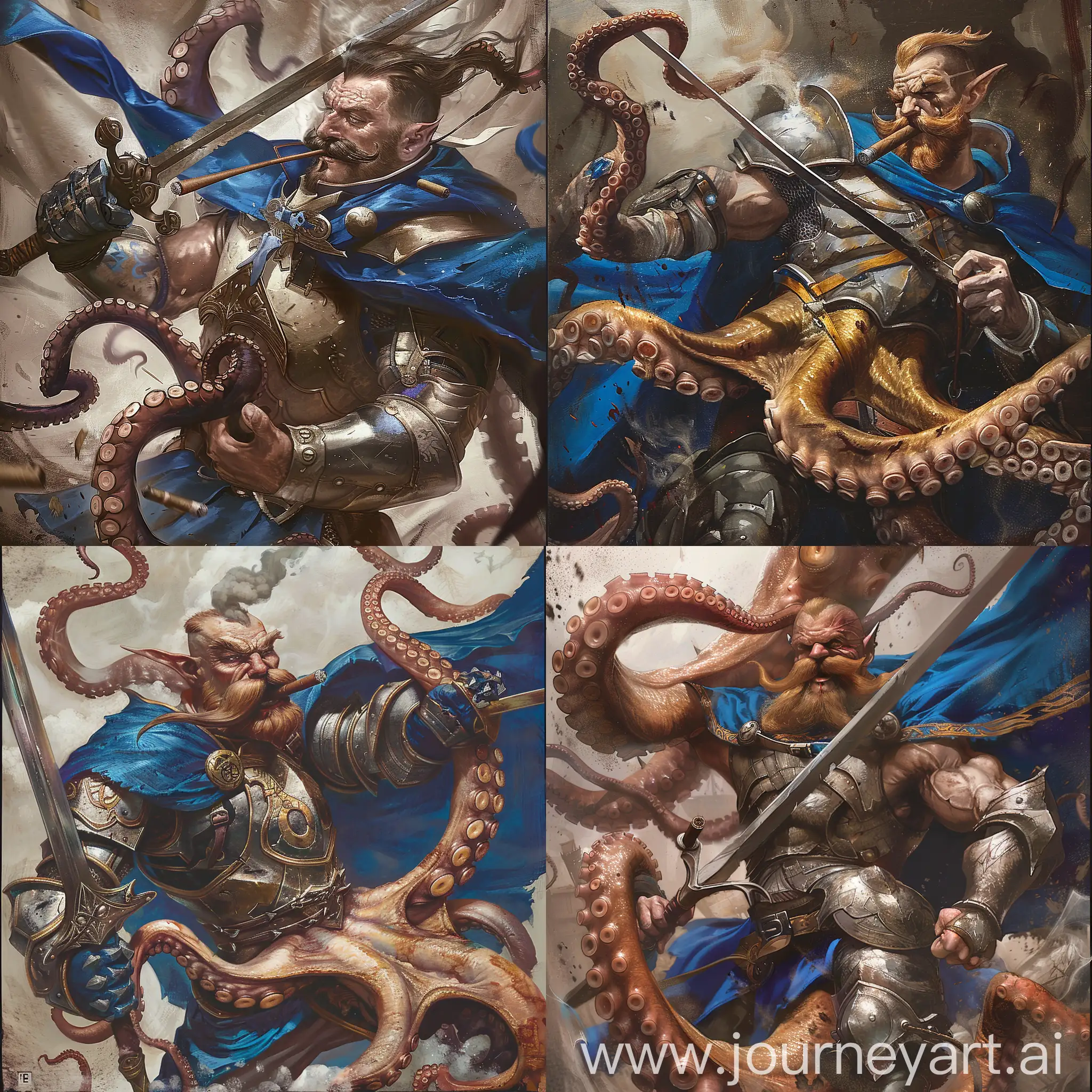Heroic-Fighter-Gryff-Battling-Giant-Octopus-in-Plate-Armor-and-Blue-Cape
