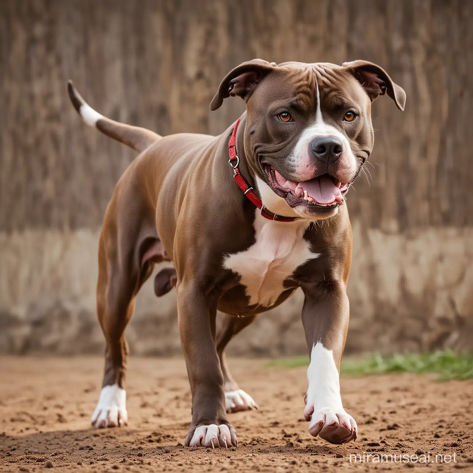 image of an aggressive looking Pitbull about to attack 