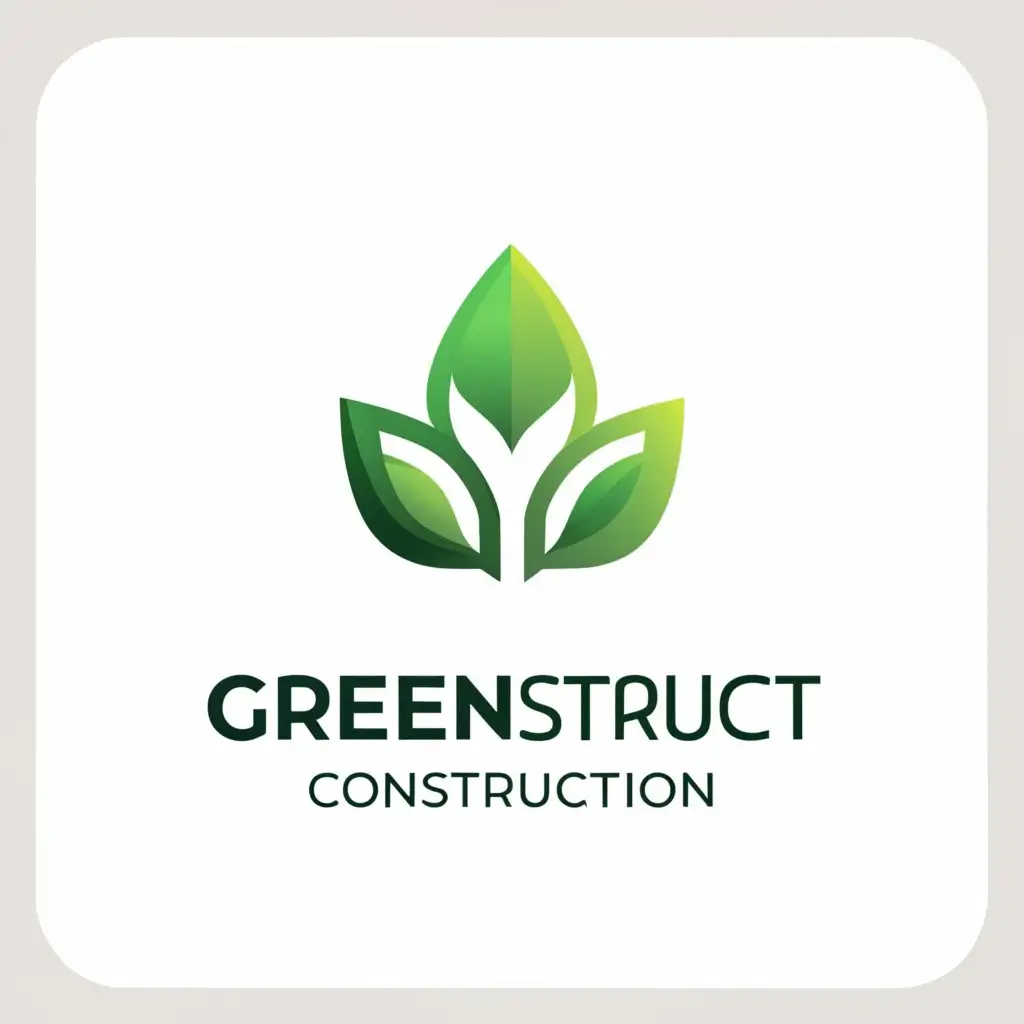 a logo design,with the text "Greenstruct Construction", main symbol:Green leaf,Moderate,clear background