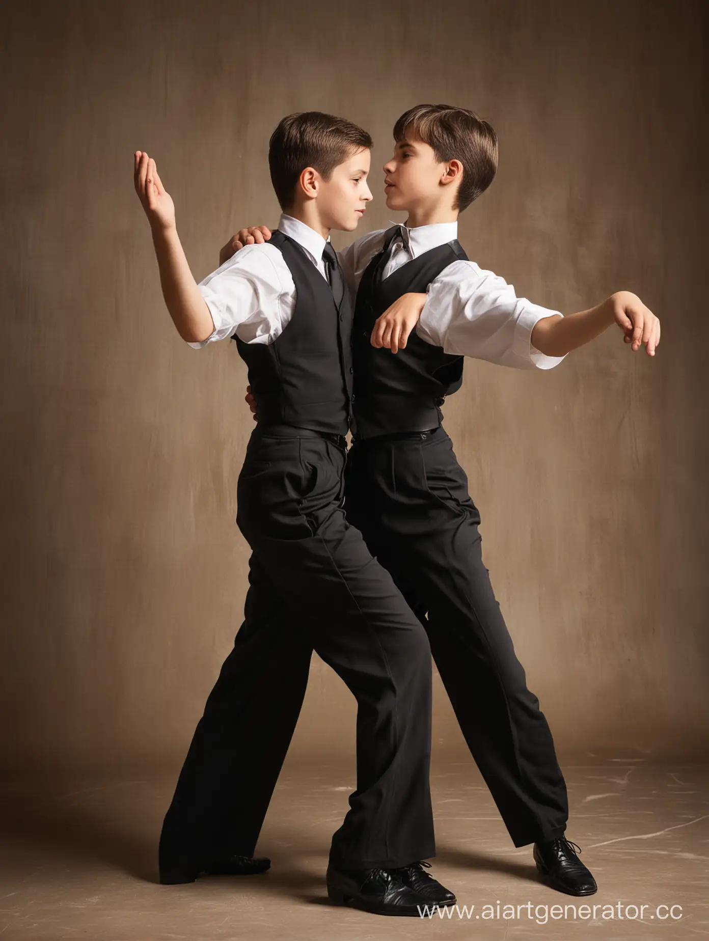 Два мальчика 12 лет  танцуют танго