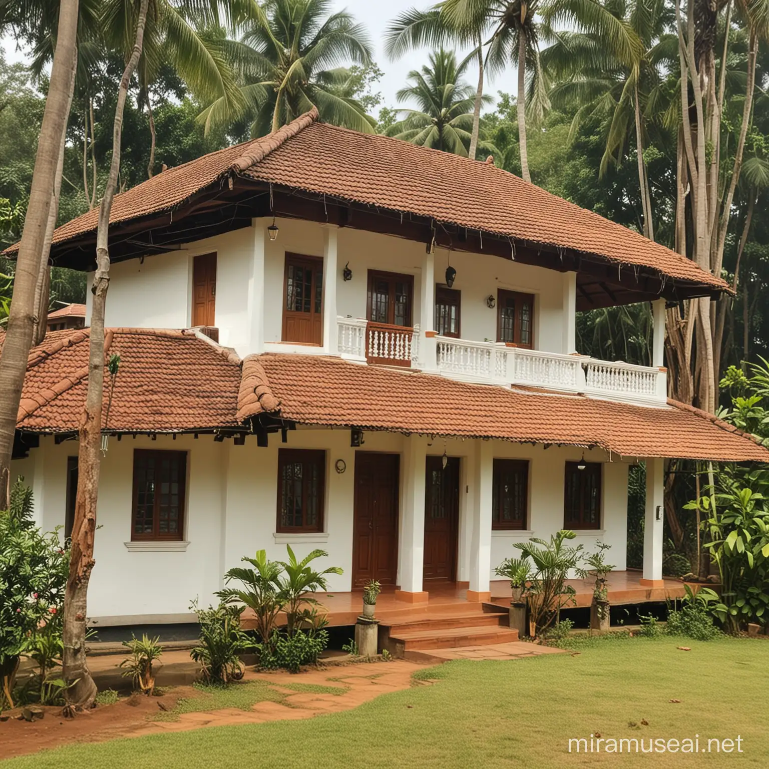 Traditional Kerala Homestay Experience Family Enjoying Coconut Palm Thatched House
