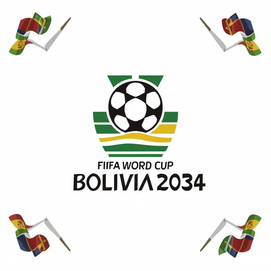 a logo design,with the text "Fifa world cup bolivia 2034", main symbol:Bolivia flag
Soccer ball
,Moderate,clear background