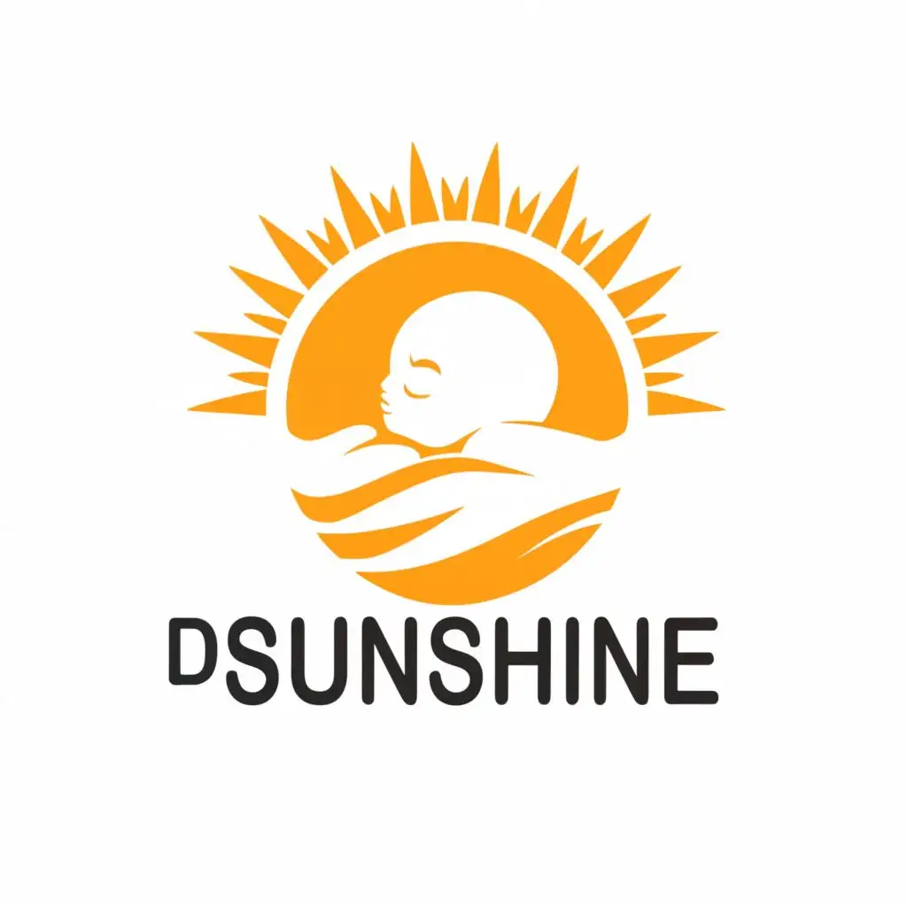 a logo design,with the text "D Sunshine ", main symbol:Newborn Baby, vitamin d, sun, medical, health ,Moderate,be used in Medical Dental industry,clear background
