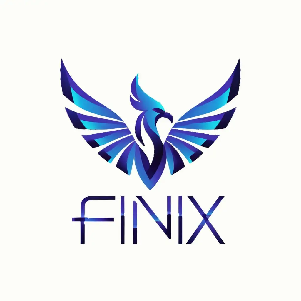 a logo design,with the text "Finix", main symbol:Blue phoenix,Moderate,clear background