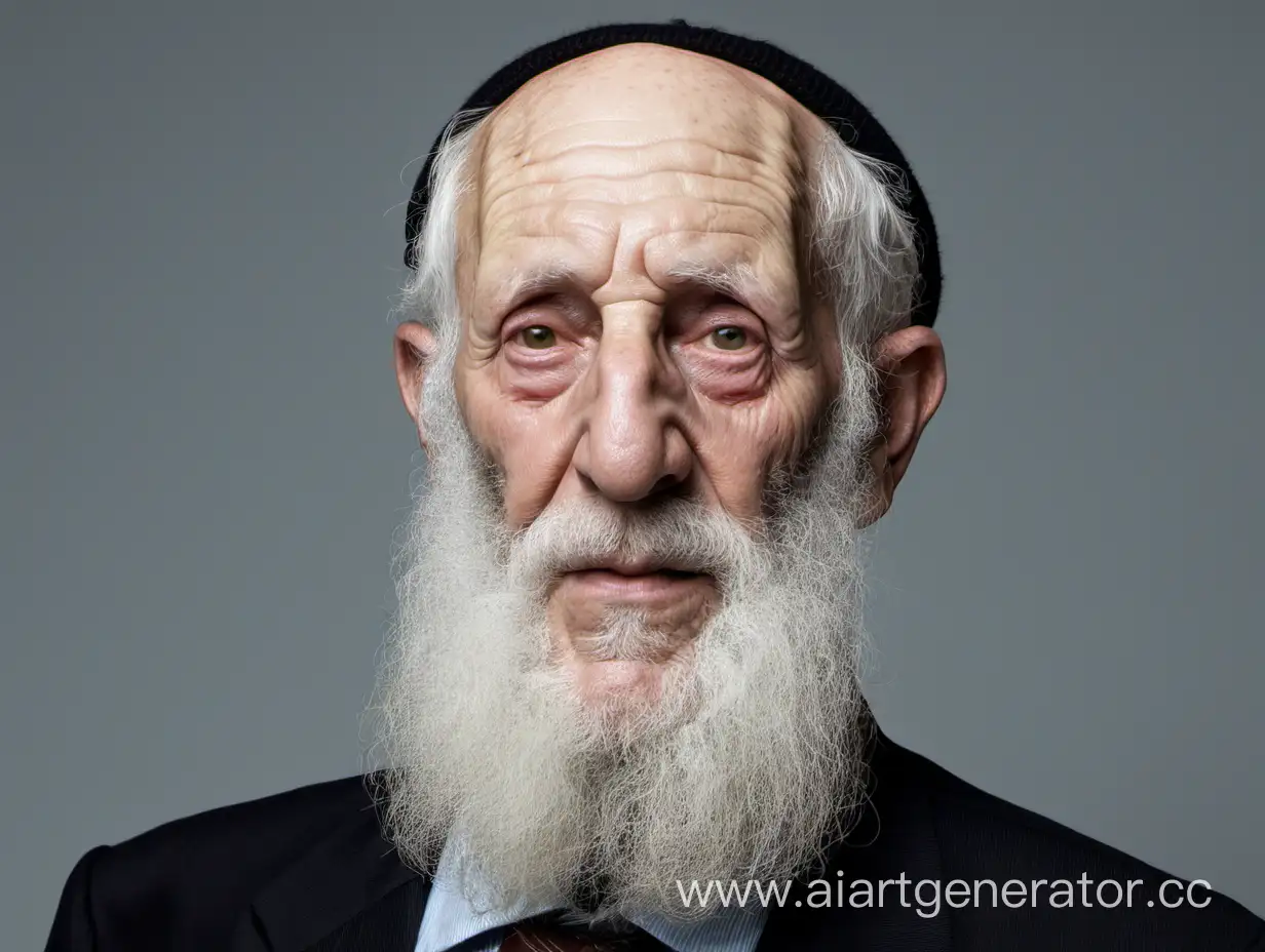 Elderly-Jewish-Man-with-Uncovered-White-Beard