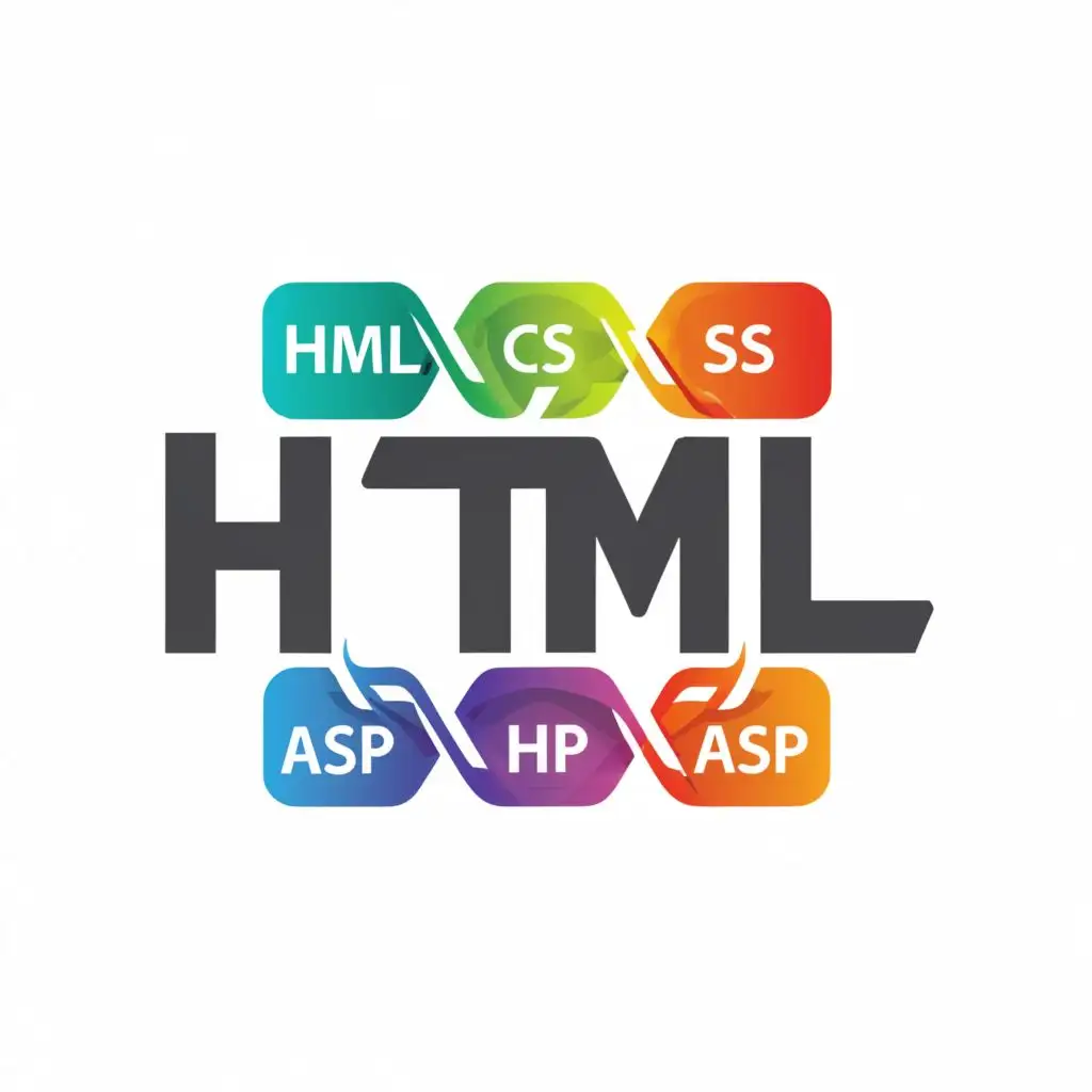 a logo design,with the text "HTML", main symbol:HTML, CSS, PHP, JSP, ASP,Moderate,clear background