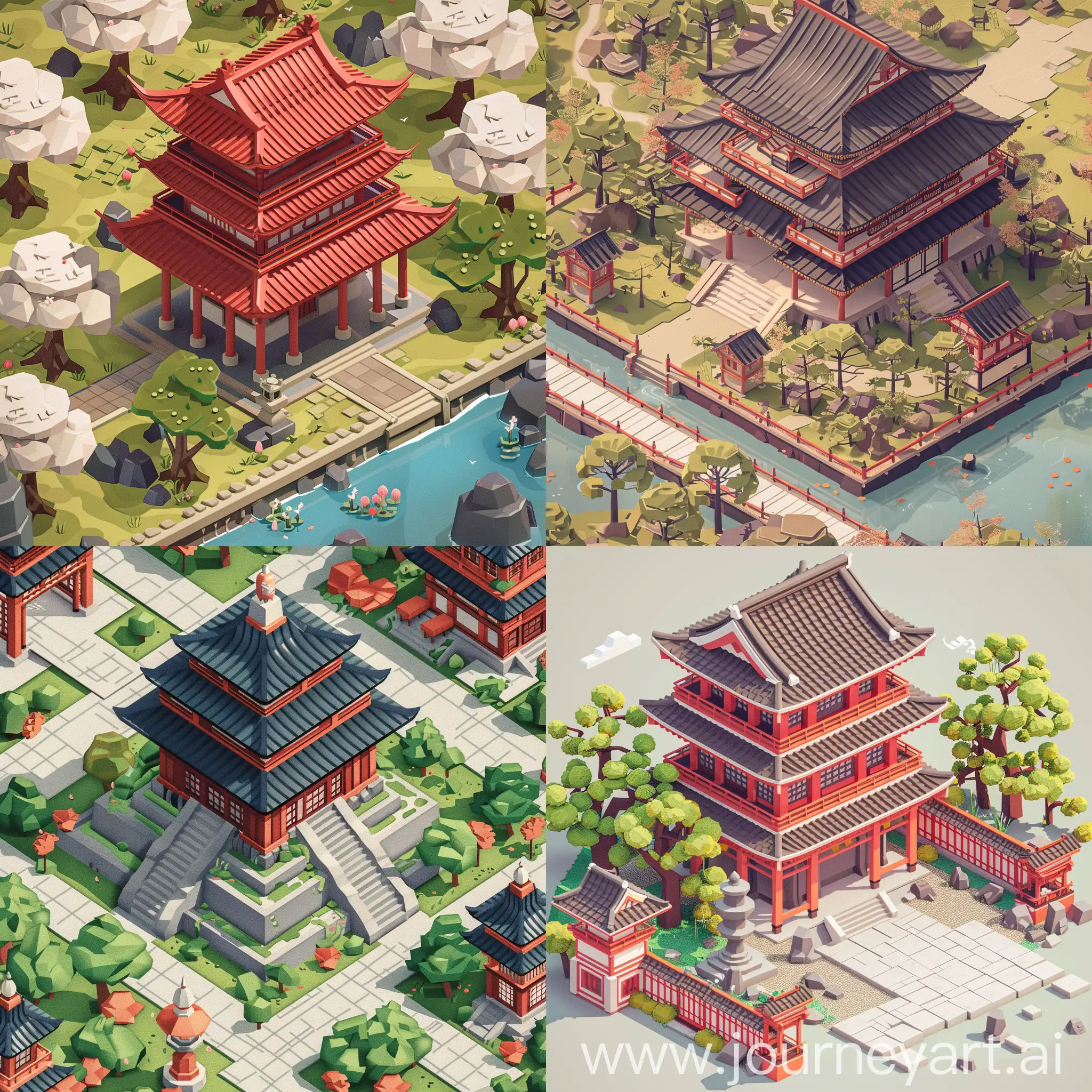 isometric, temple, 2D game, tiles map, japan style