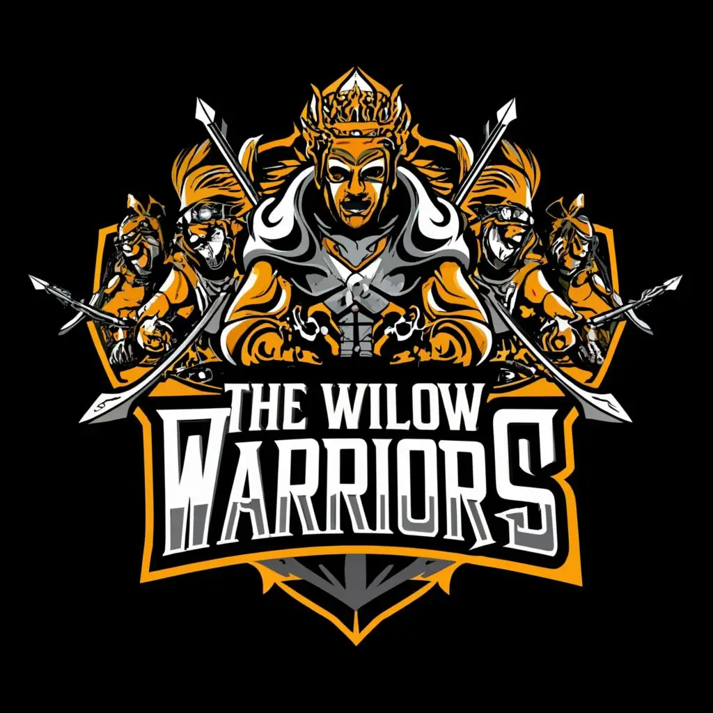 logo, fighting warriors, with the text "The Willow Warriors", typography