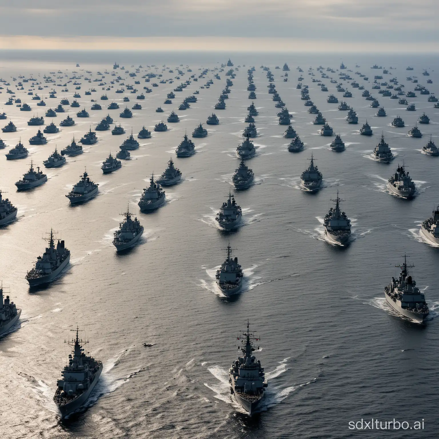 Hundreds of warships