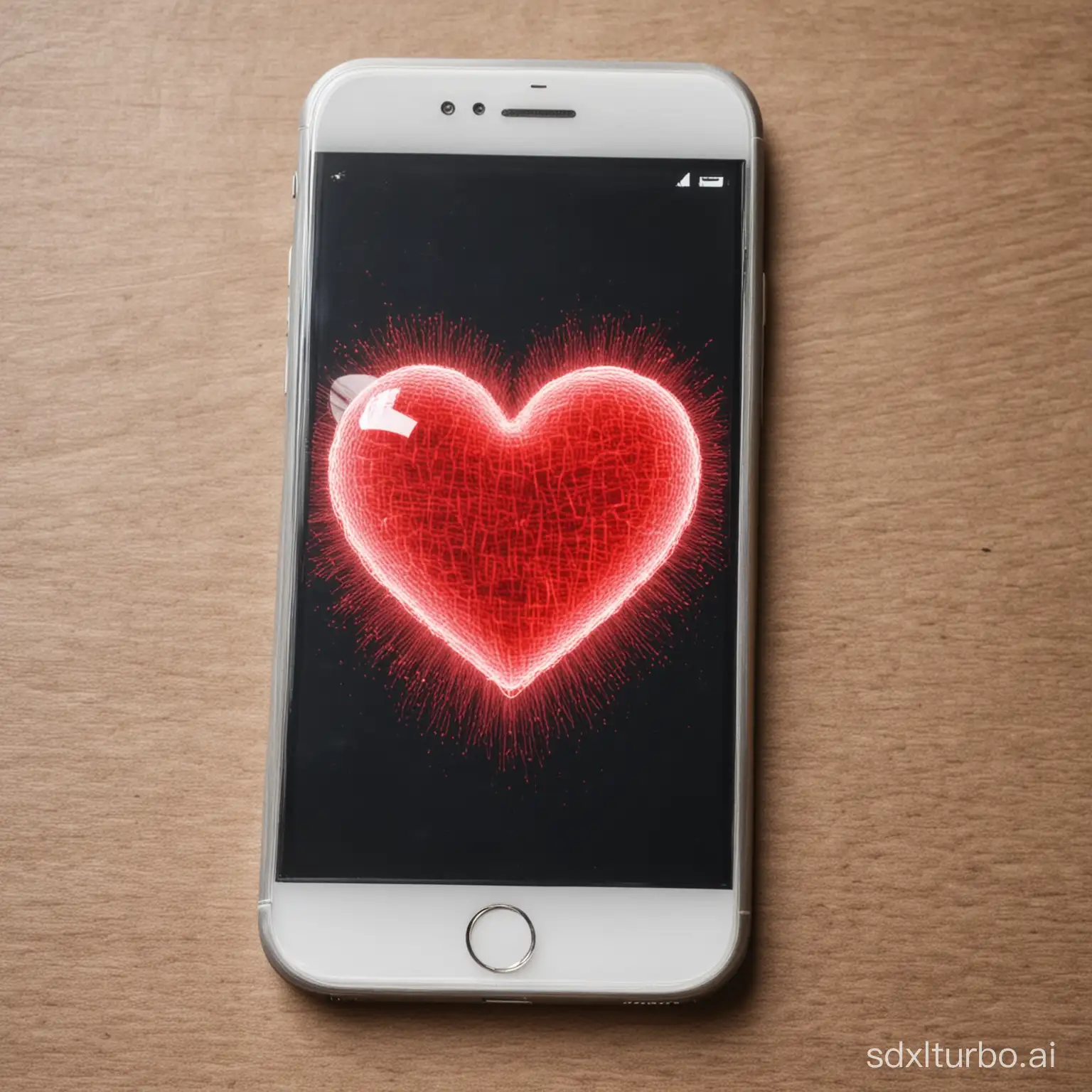 Heart on a smartphone screen