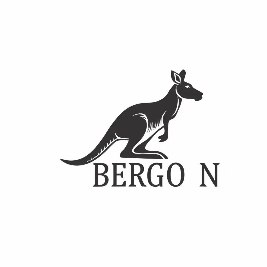 logo, Kangaroo, with the text "Bergon", typography